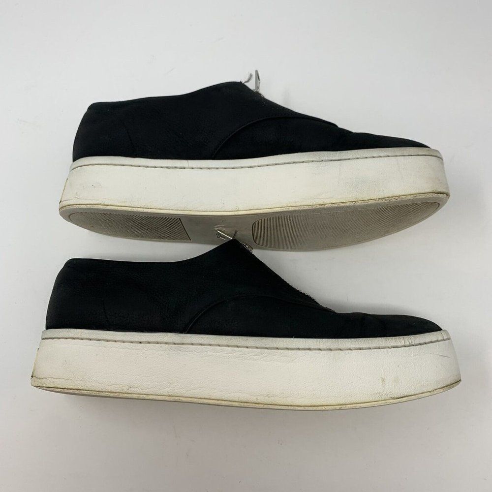Vince Warner Suede Platform Sneaker Sz 8  Top Zip Black White Women's Shoe - Picture 3 of 8